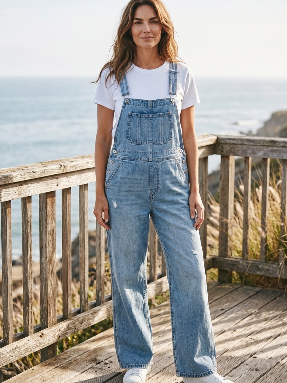 GAP Light Blue Denim Women's Overalls - Wide Leg